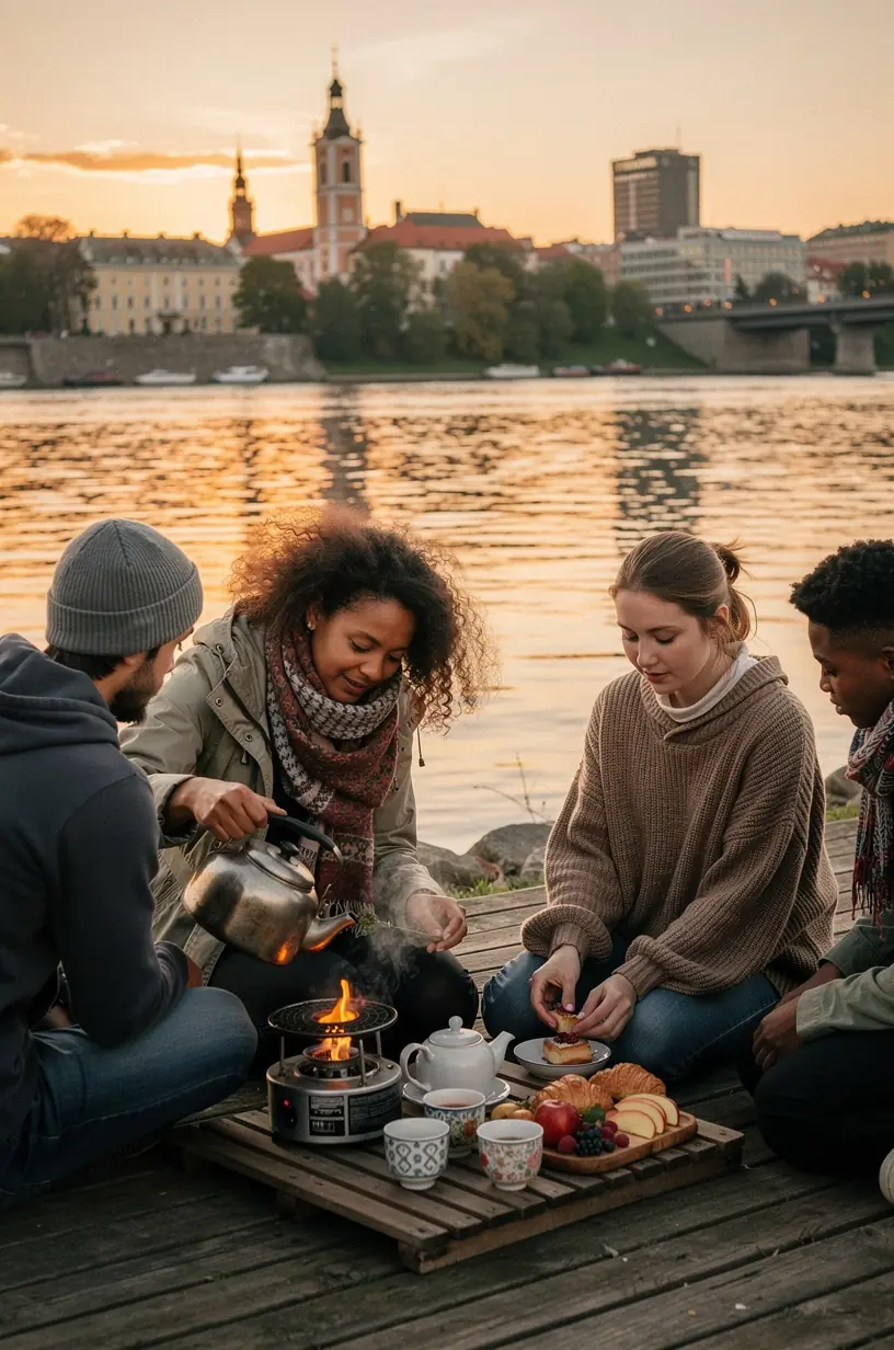 Atviras žurnalas su ranka rašytais įrašais apie arbatos mišinį ir atsipalaidavimo patarimus.